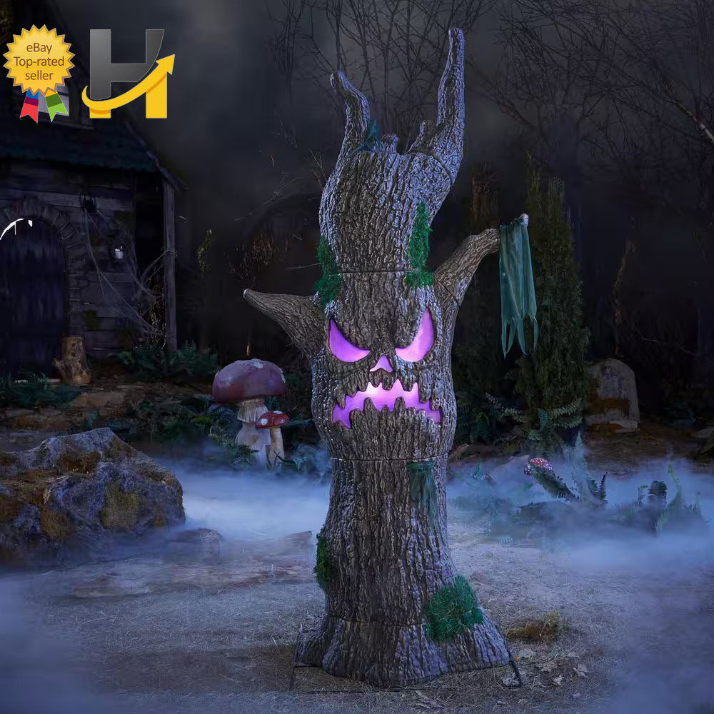 Scowling Sapling 6 FT Wicked Woods Color Changing LED Halloween Decoration