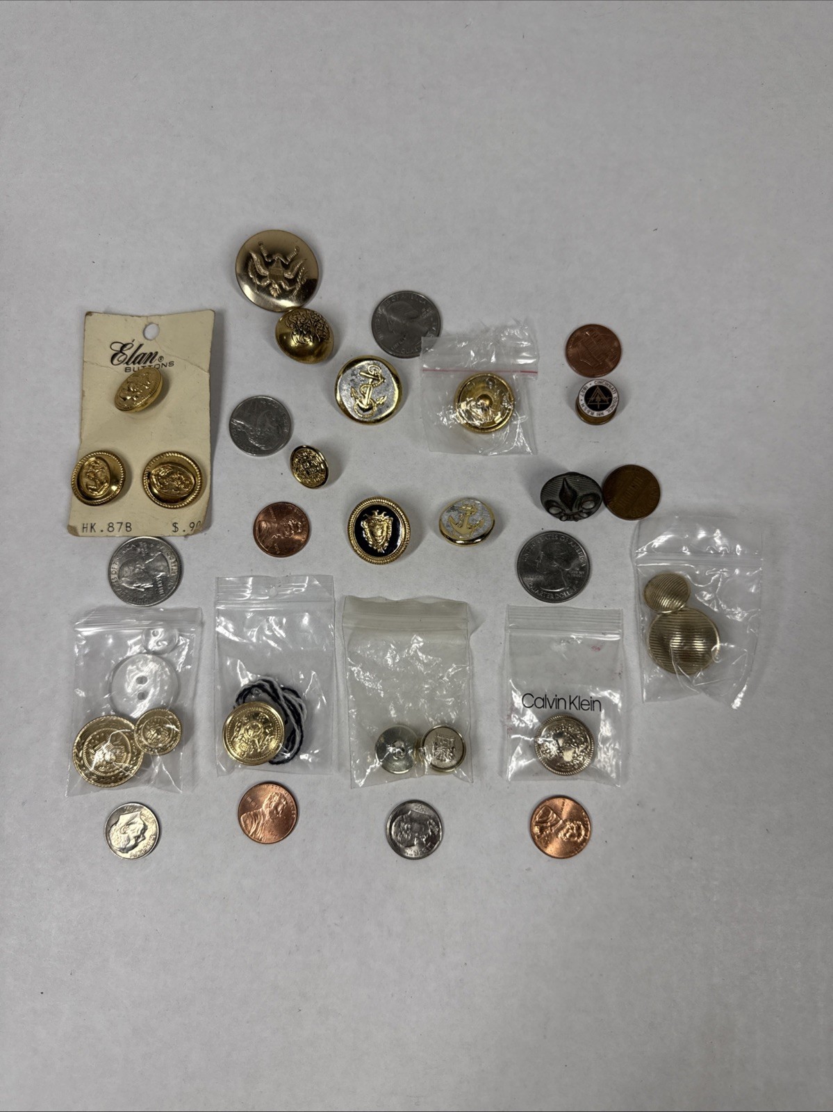 Antique & Vintage Button Lot Military Brass Steel Plastic