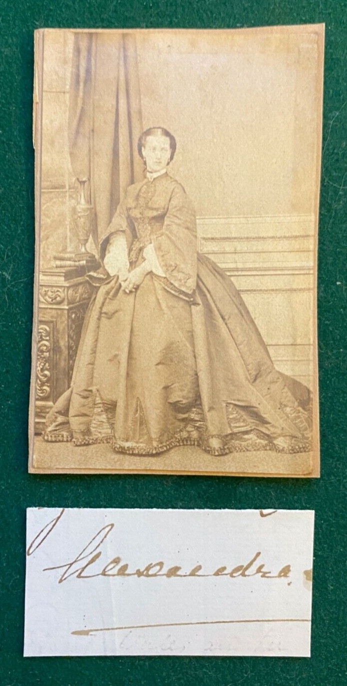 Antique British Royal Autograph Signature Photo Queen Alexandra Princess Denmark