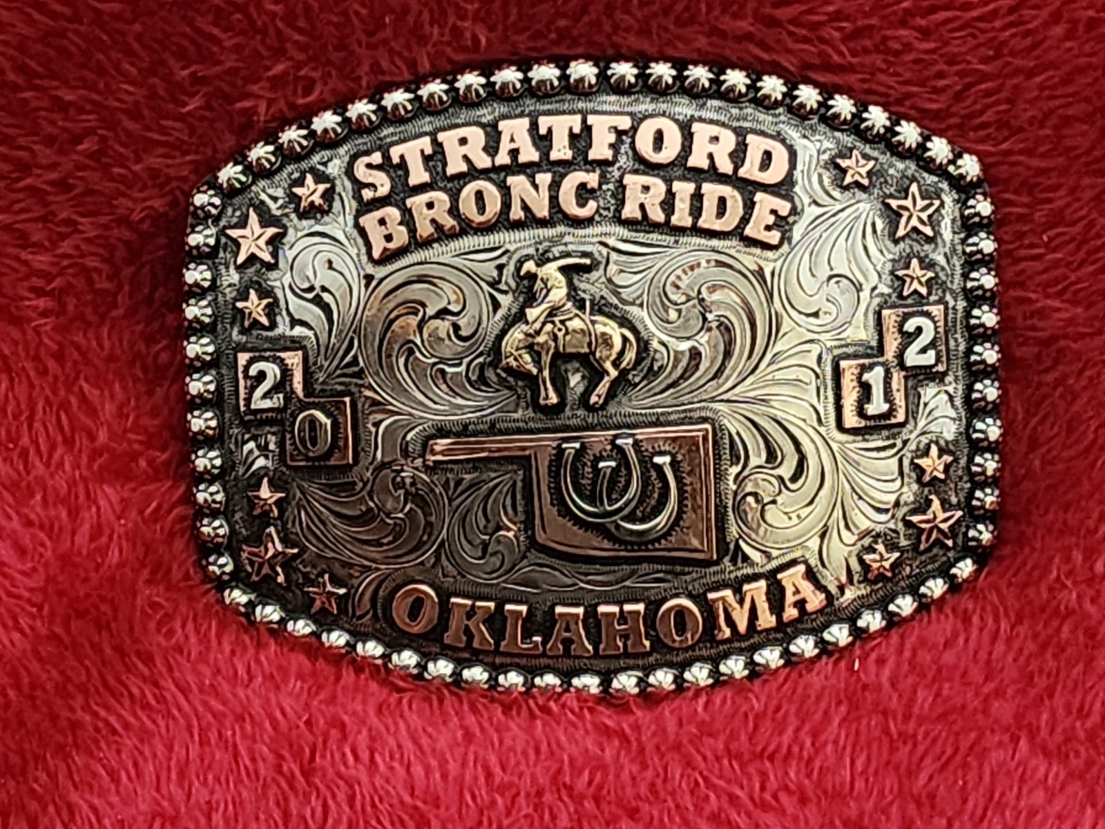 Bronc Riding Rodeo Championship Trophy Buckle☆Stratford Oklahoma☆2012☆Rare☆196