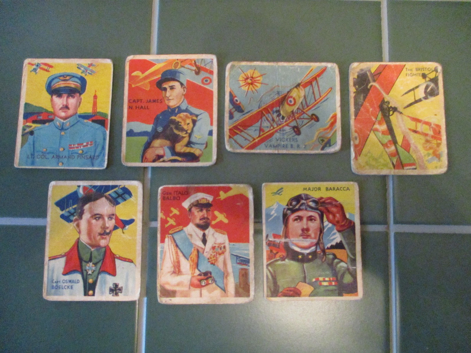 1933-1934 National Chicle Sky Birds (7 Cards) low grade; Capt Oswald Boelcke + 6