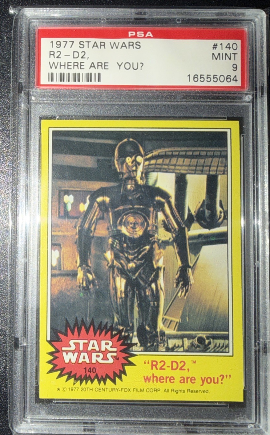 1977 Star Wars Card C3-PO Series 3 #140 R2-D2, Where Are You? PSA 9 Mint