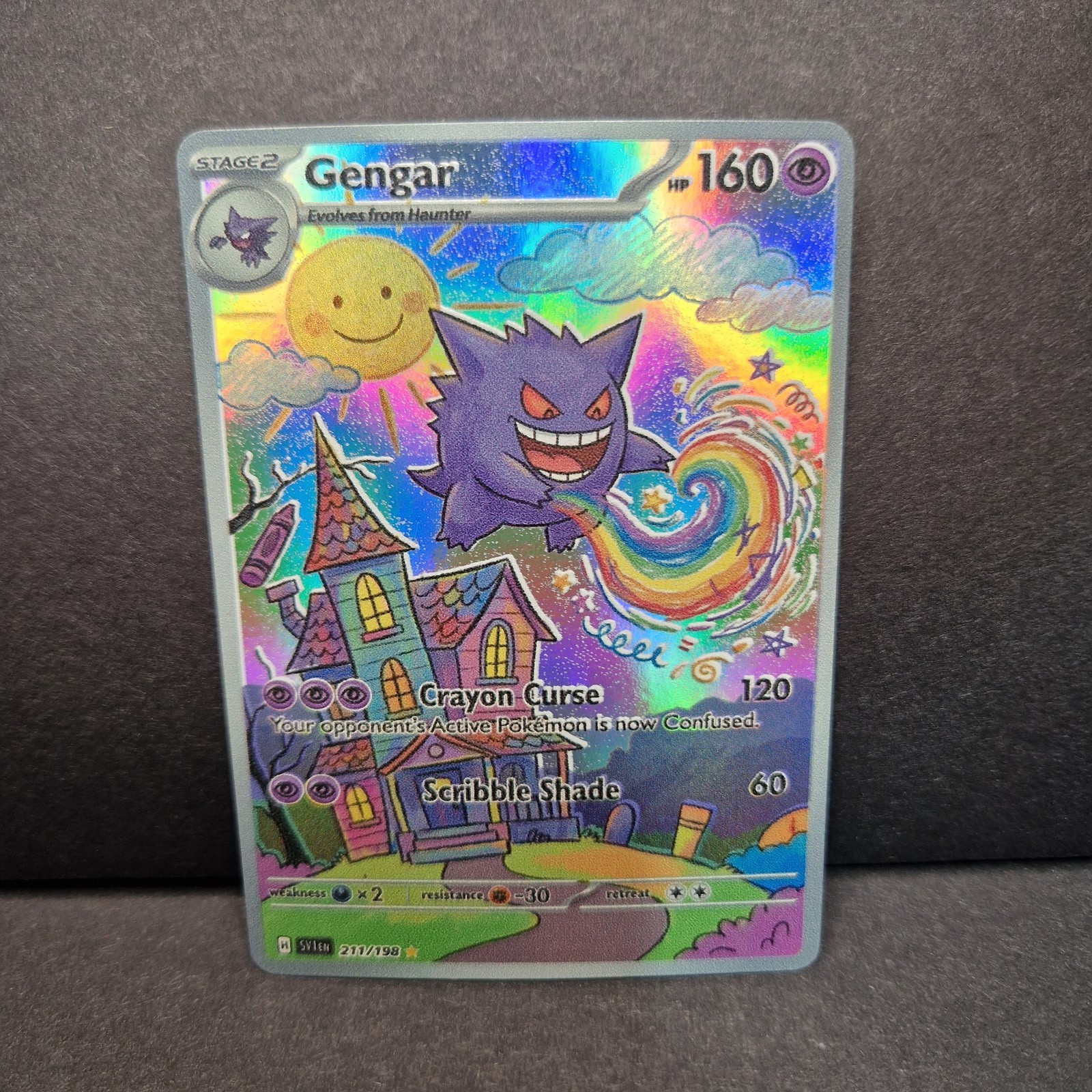 Gengar Pokemon Japanese Crayon Design Full Art Custom Card