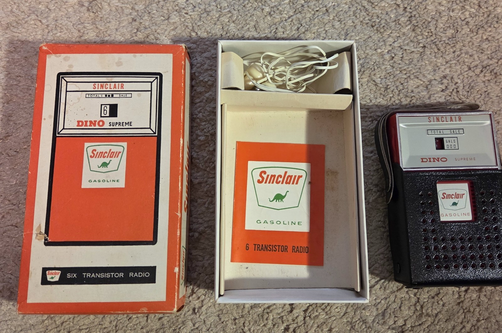 Vintage Sinclair Gasoline Supreme Six Transistor Radio Working In Original Box