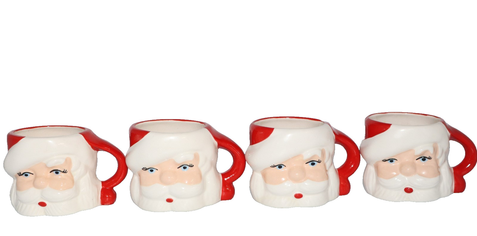4 VTG CERAMIC SANTA HEAD MUGS #1