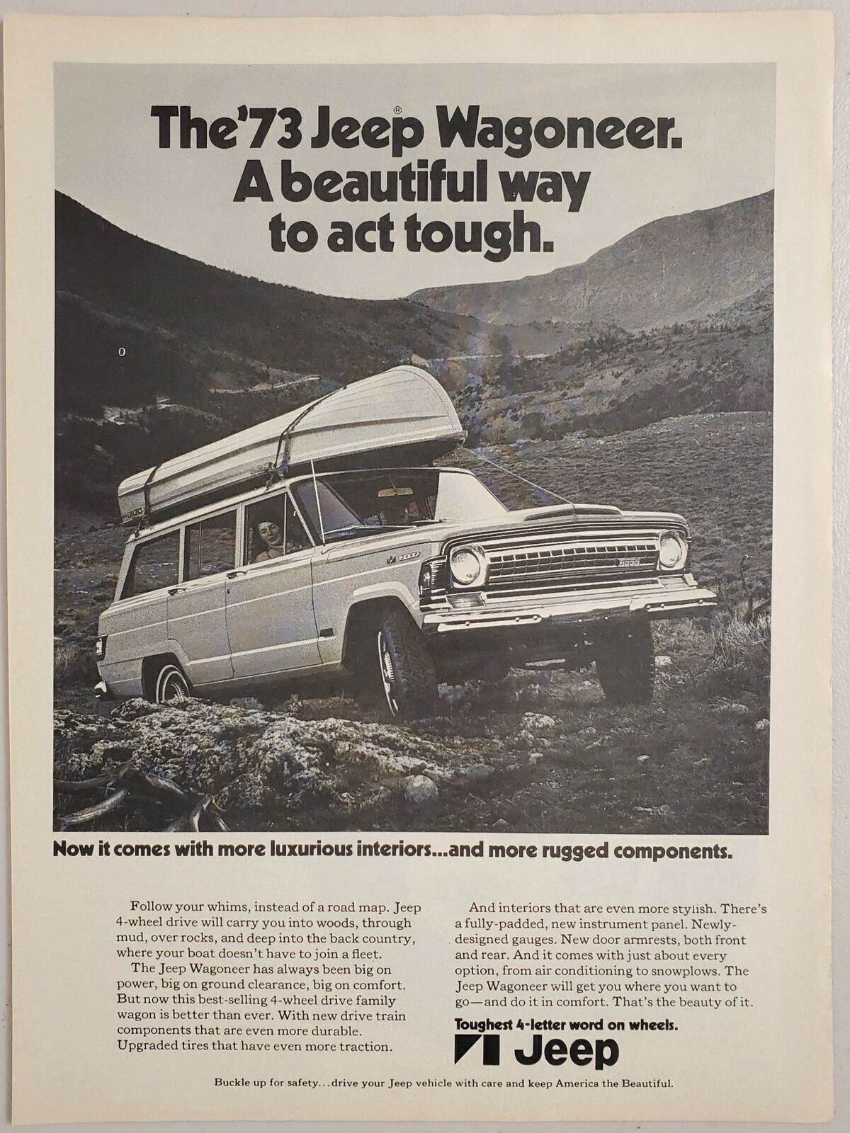 1973 Print Ad Jeep Wagoneer Four Wheel Drive Station Wagon 