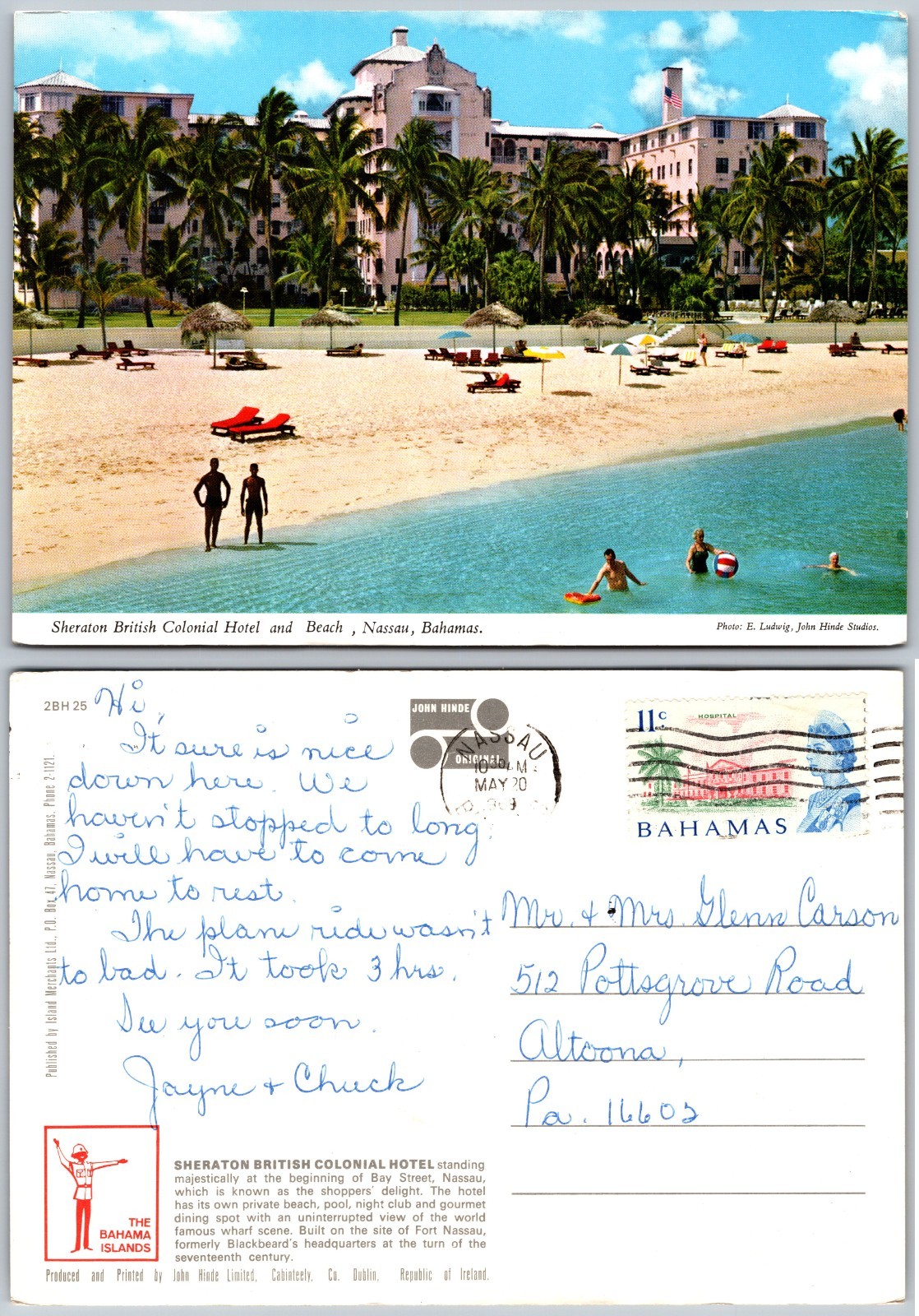 Continental Sheraton Hotel Nassau Bahamas Postcard
