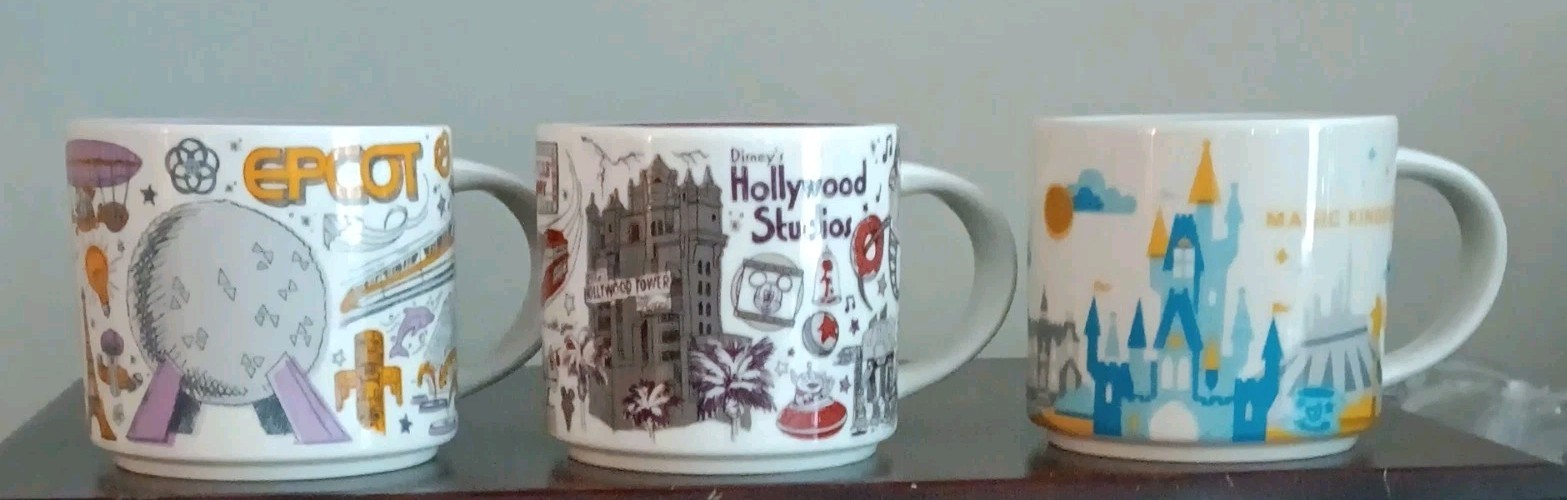 Lot of 3 Starbucks Disney Parks Mugs (2) NWT Been There, (1) NWOT You Are Here.