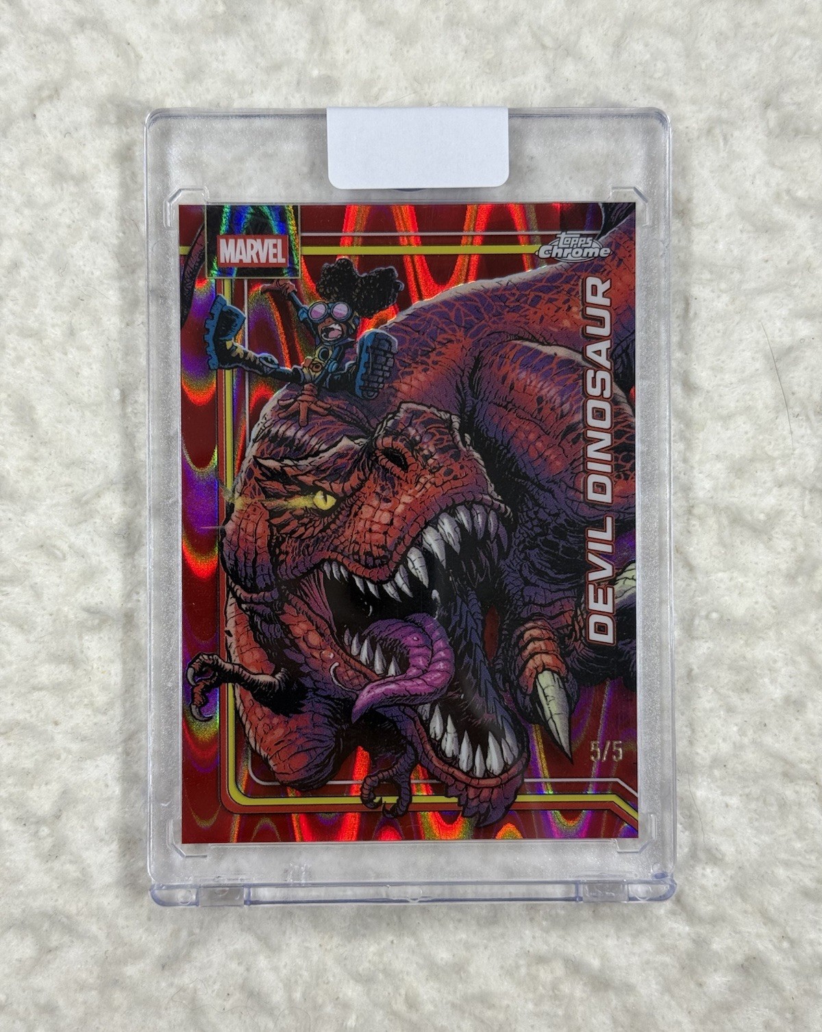 2026 Topps Chrome Marvel #110 Devil Dinosaur Red Raywave Refractor  SP  5/5