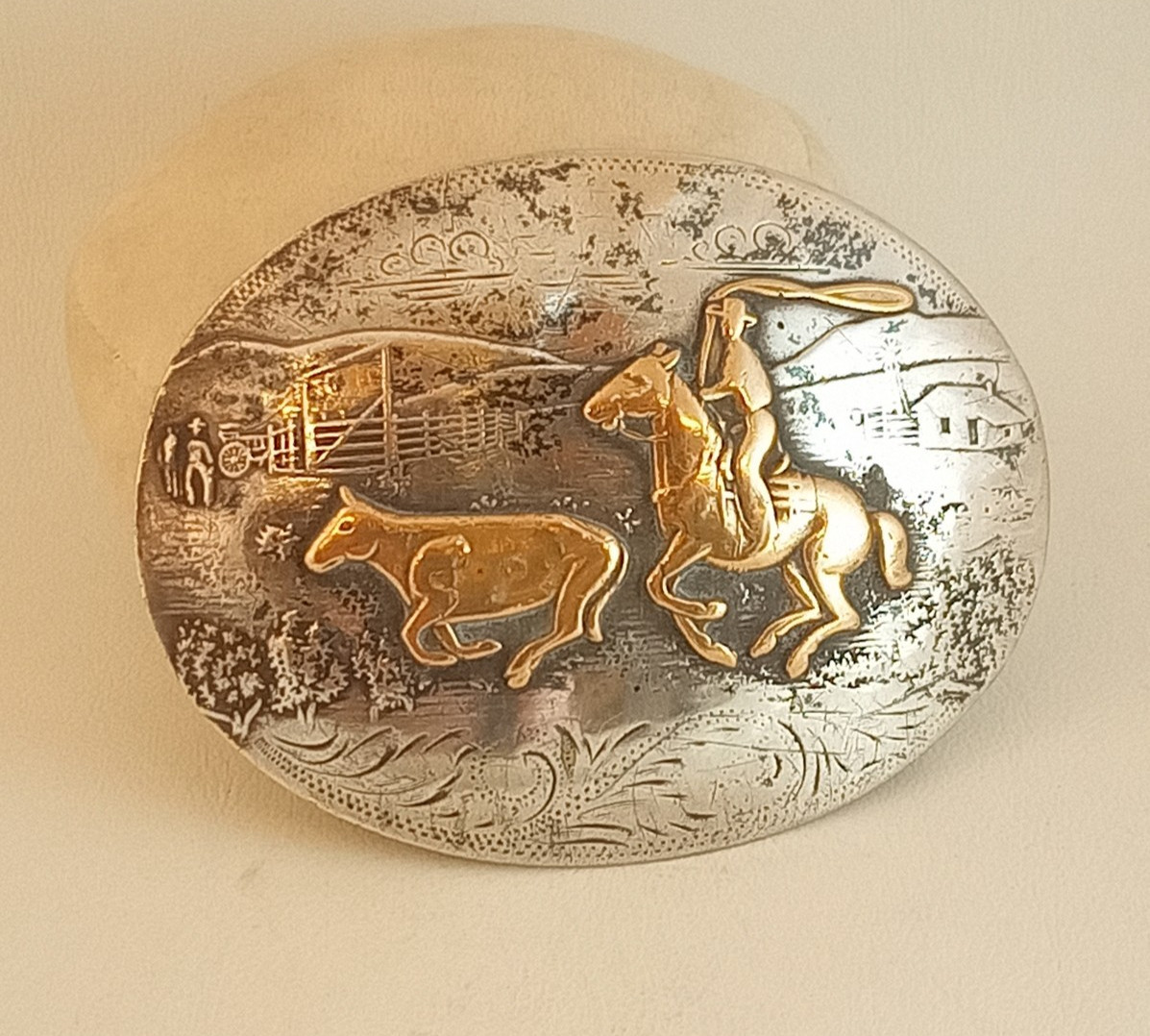 Vintage Irvine Jachens belt buckle Comstock silver cowboy cowgirl roping