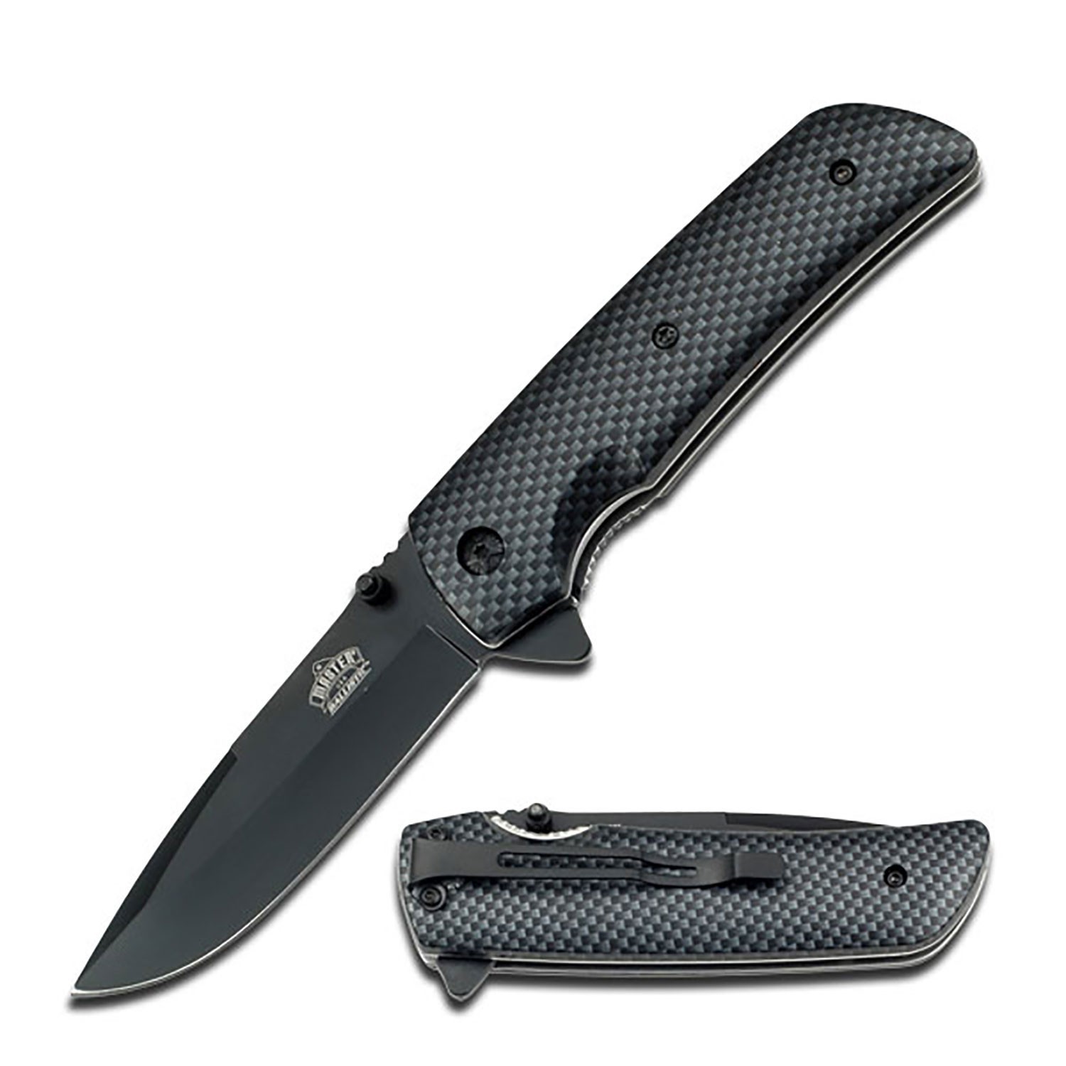 Master USA - Spring Assisted Knife - MU-A005CF BLACK, EVERYDAY CARRY, BRAND NEW
