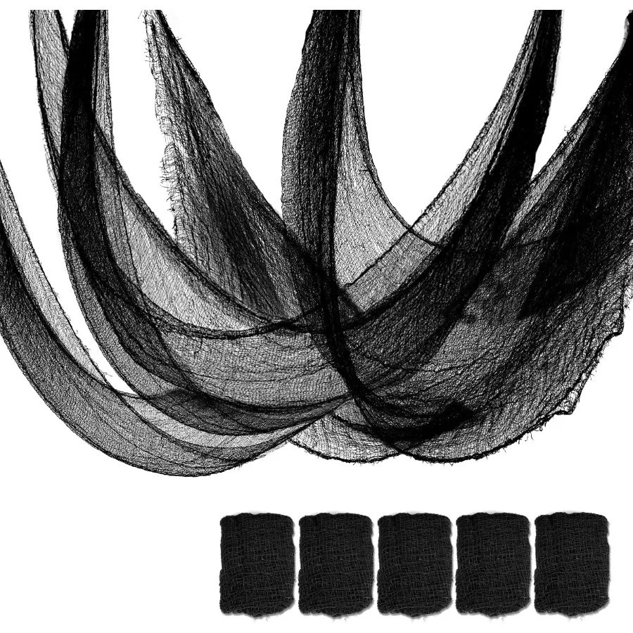 Halloween Black Creepy Cloth 5 Pcs 30x72in Haunted House Spooky Decor