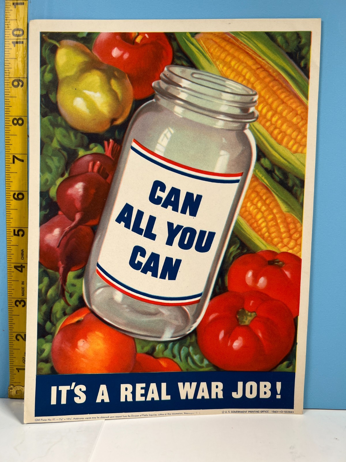 1943 OWI Poster #77 Can All You Can US Govt Printing Office War Poster