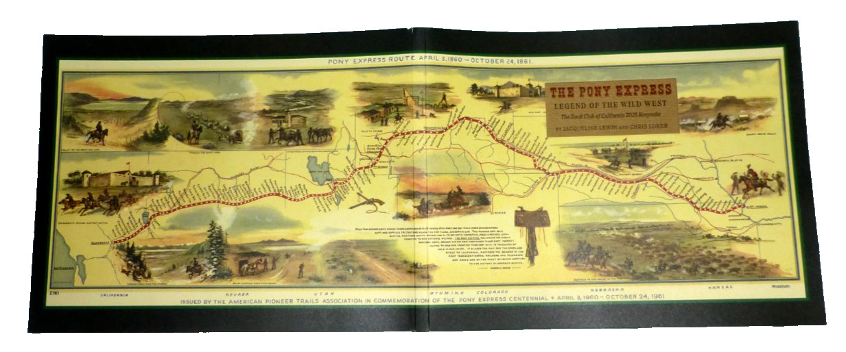 VINTAGE PUBLICATION THE PONY EXPRESS LEGEND OF WILD WEST MAP + 13 UNBOUND SHEETS