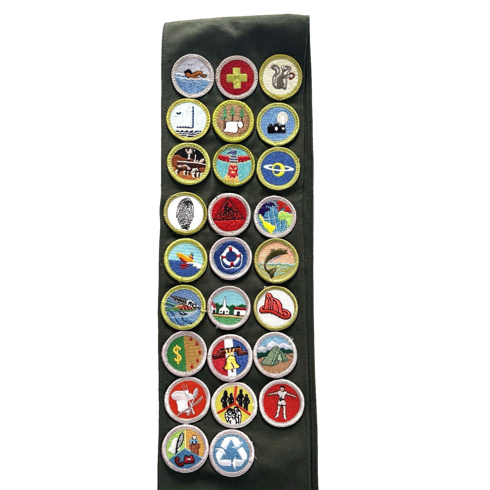 Boy Scouts of America Merit Badge Sash w/ 26 Merit Badges Official BSA Uniform