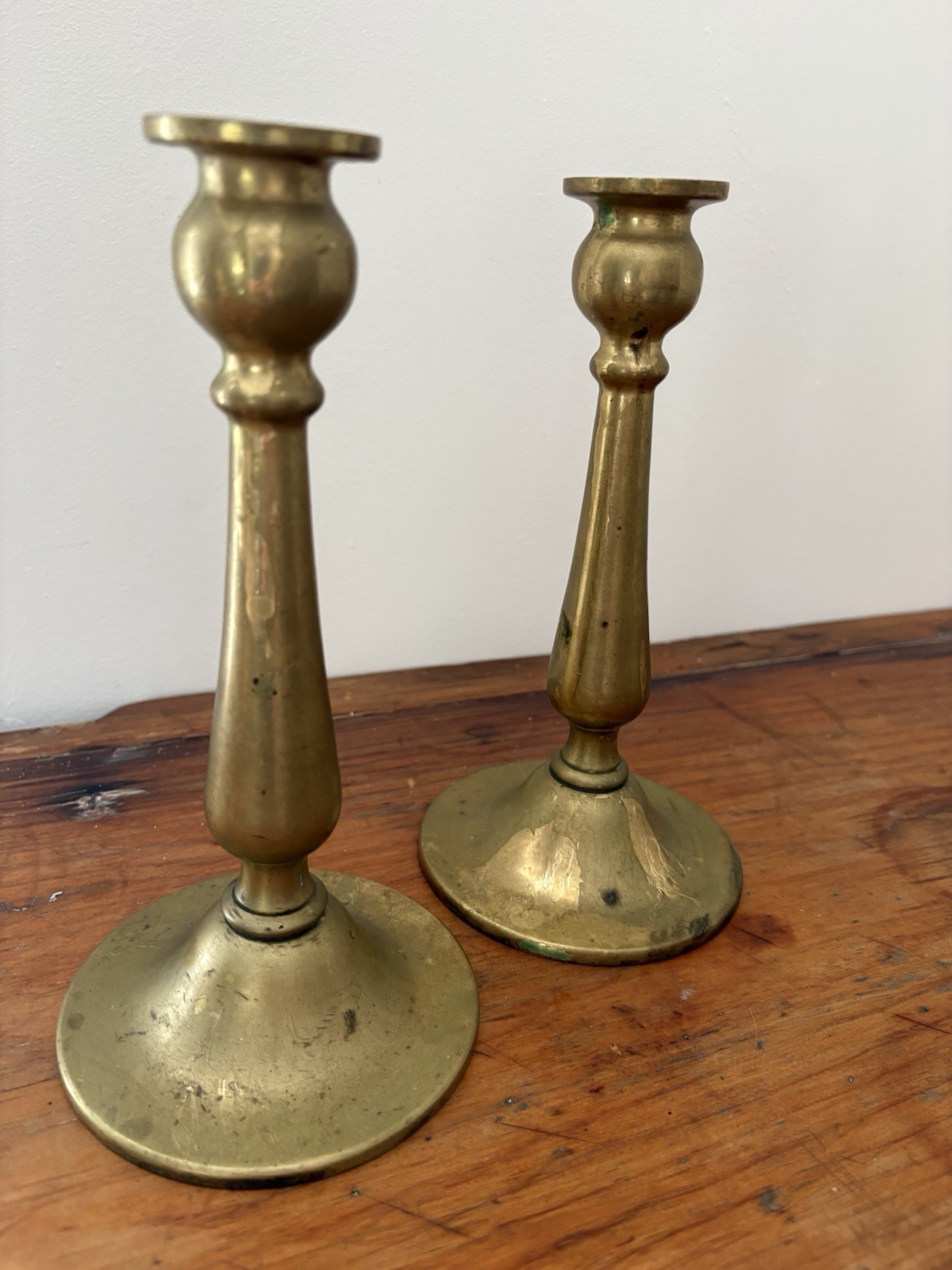 Pair Vintage Brass Candlesticks, Solid