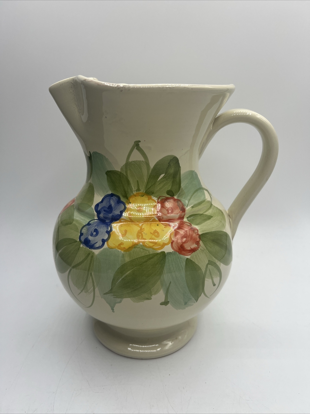 Vintage Isabelle De Borchgrave For Vietri Pitcher Italy Floral Hand Painted