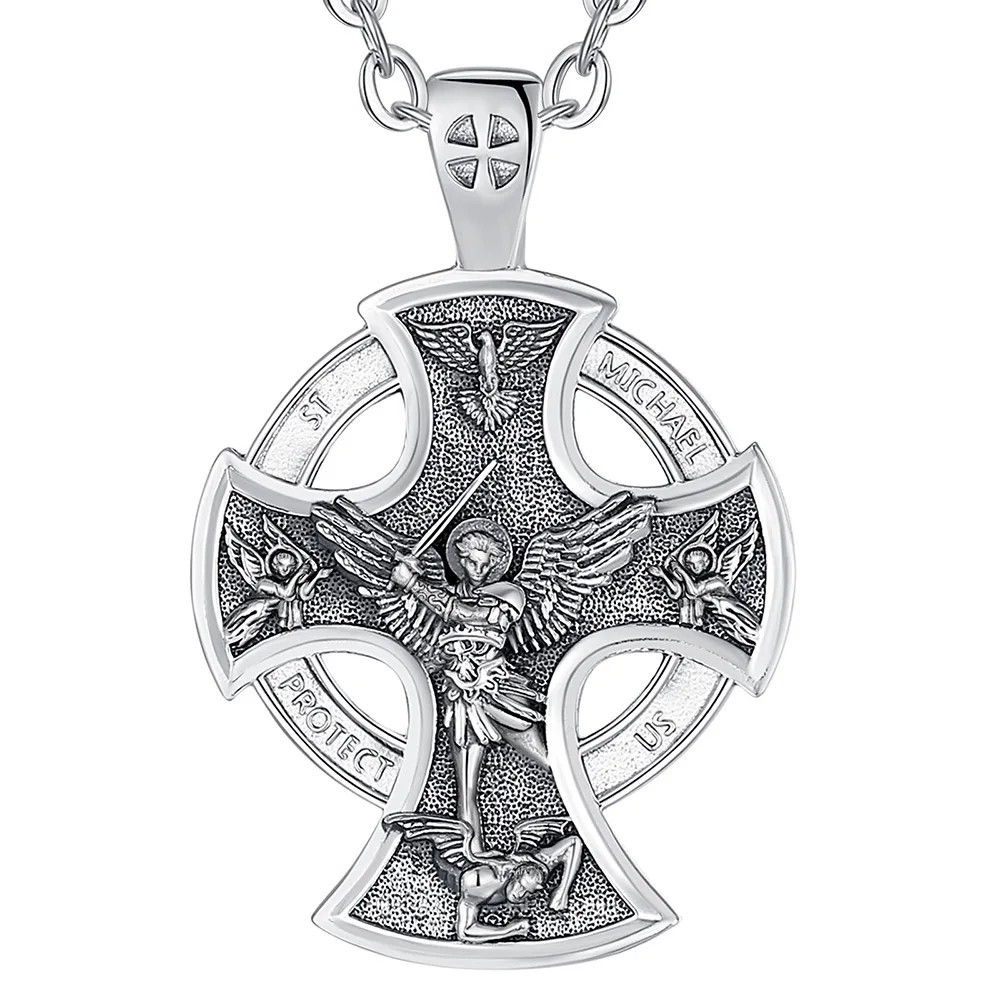Men Women Saint Pendant 20in Chain 925 Sterling Silver Religious Pendant Jewelry