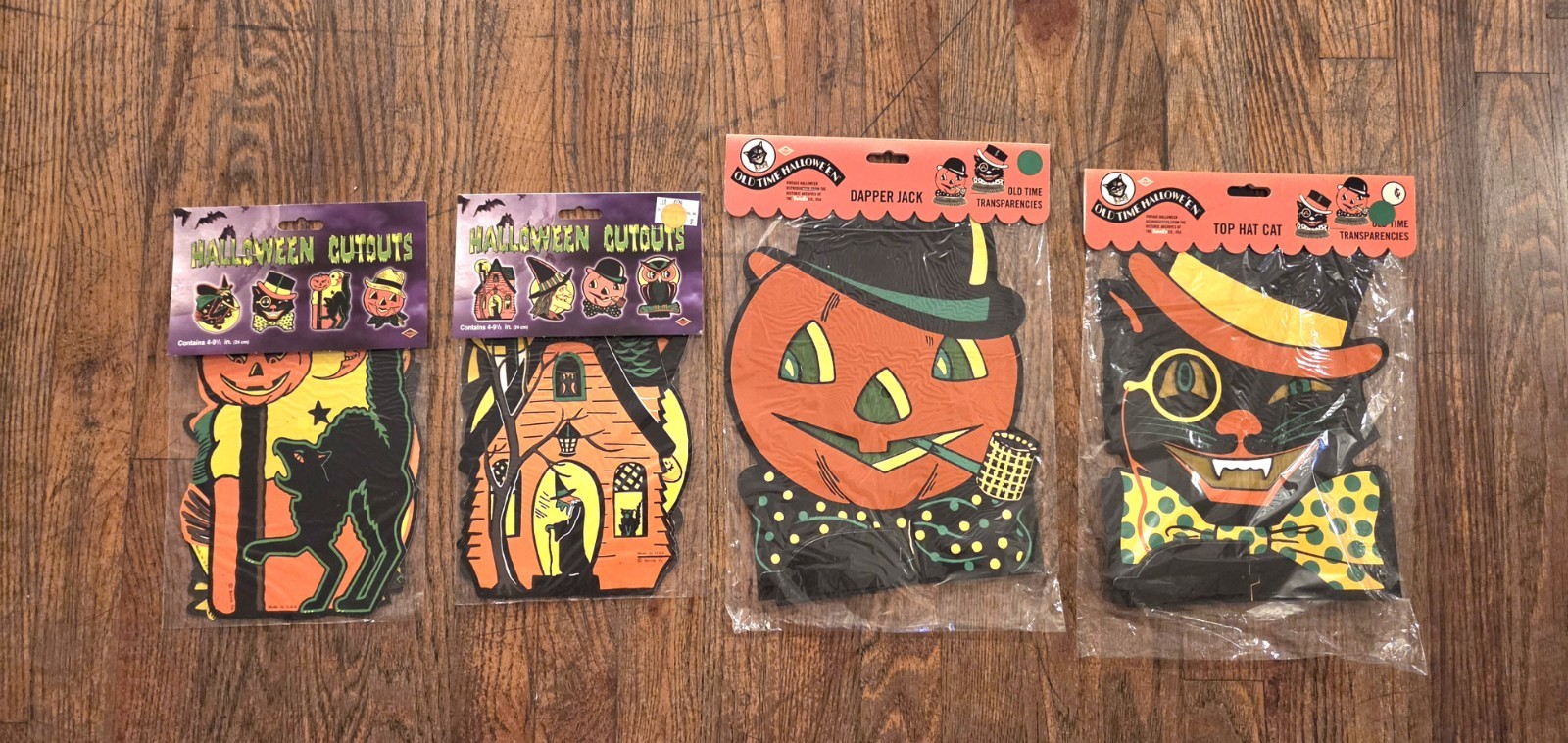 4 Vintage Halloween Beistle Cutout Packages - Factory Sealed 