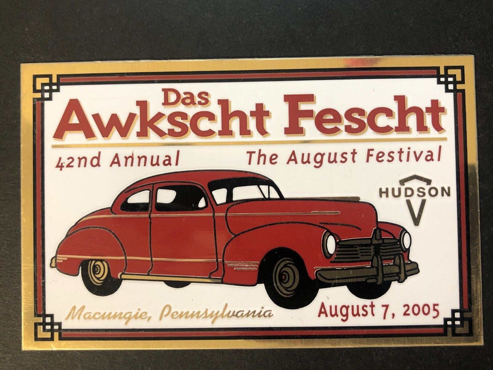 Das Awkscht Fescht Macungie, PA Car Show 2005 Brass Plaque \
