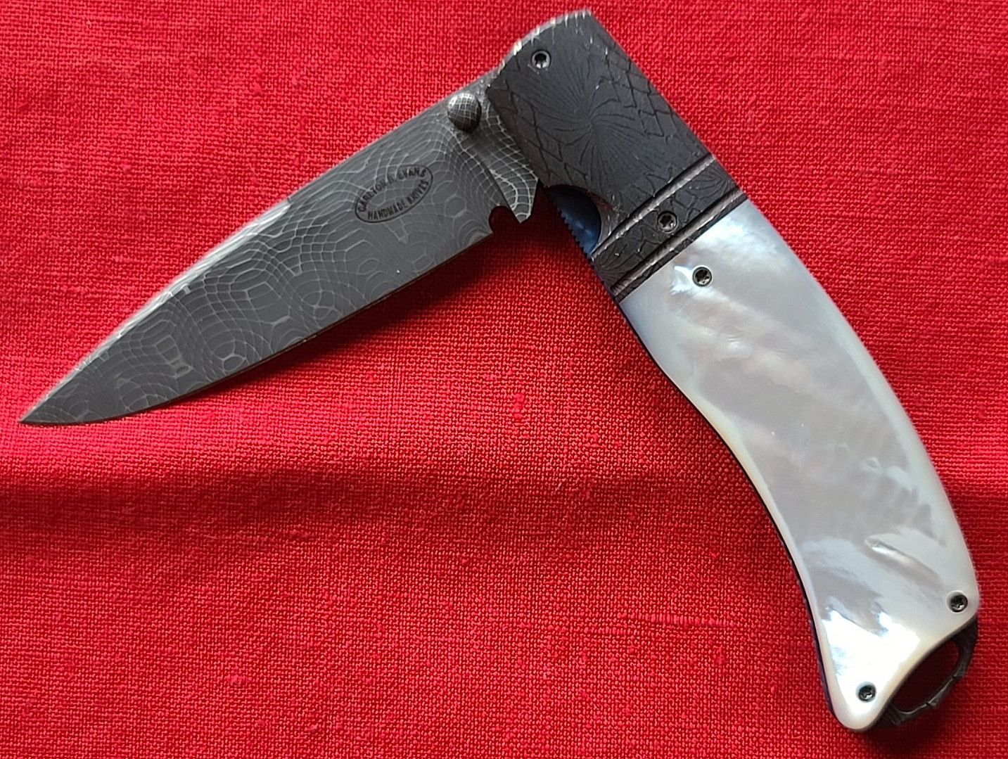 Carlton Evans Custom Handmade Folding Damascus Knife