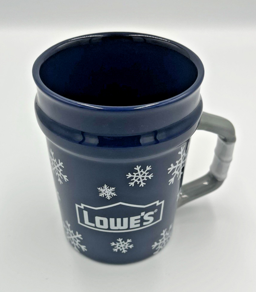 Lowes 15 Oz Ceramic Coffee Mug Blue Bucket Design 2025 Snowflake Limited Edition