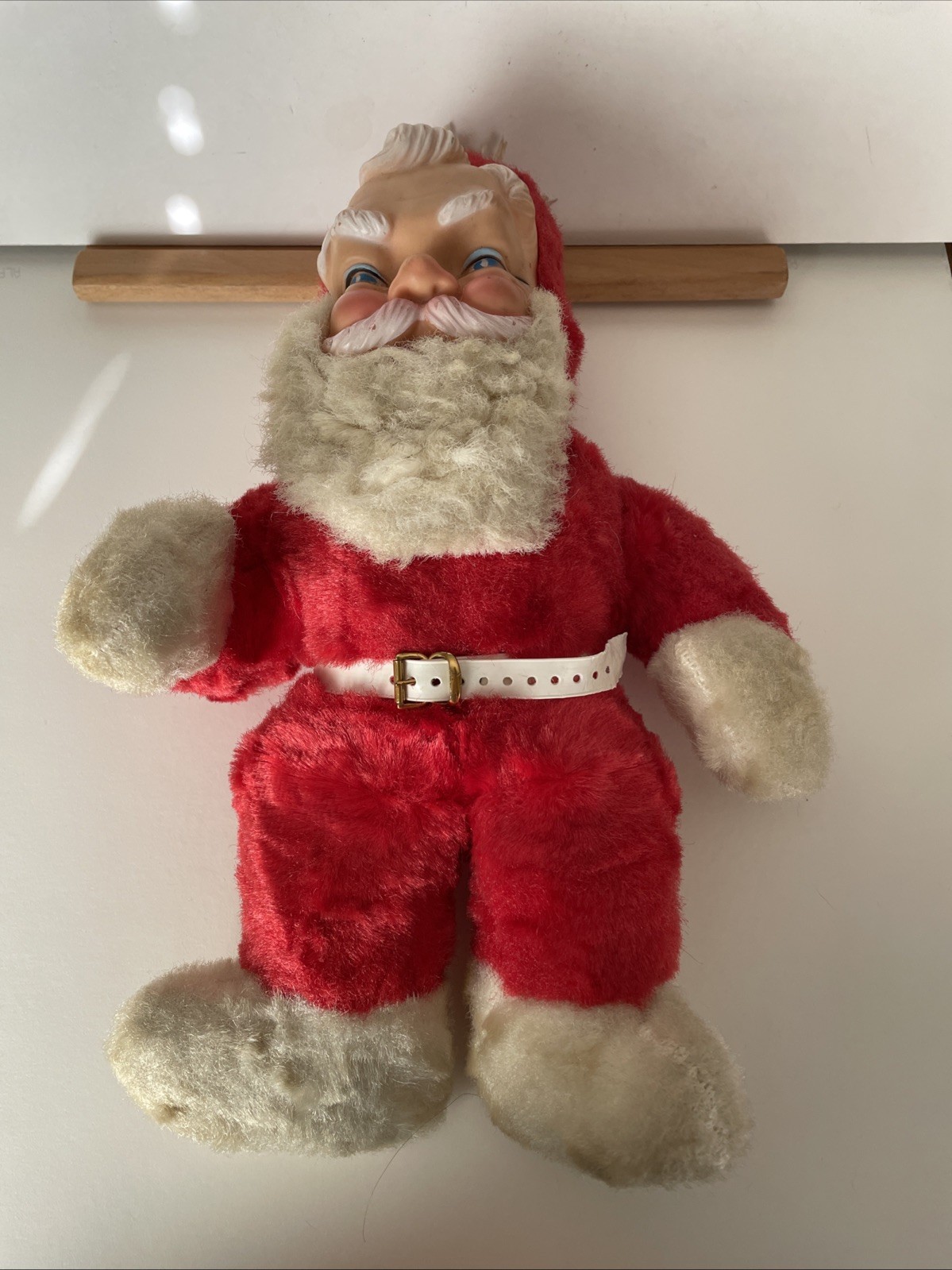 Christmas 1950s Rubber Face Santa Claus Plush Vintage No Tags Height 14 1/2 \