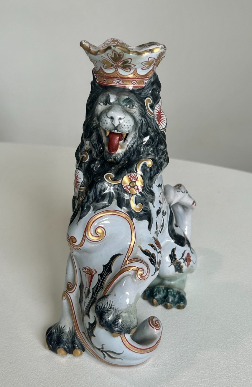 Emile Galle Ceramic Candle Holder c. 1880, signed; see description for condition