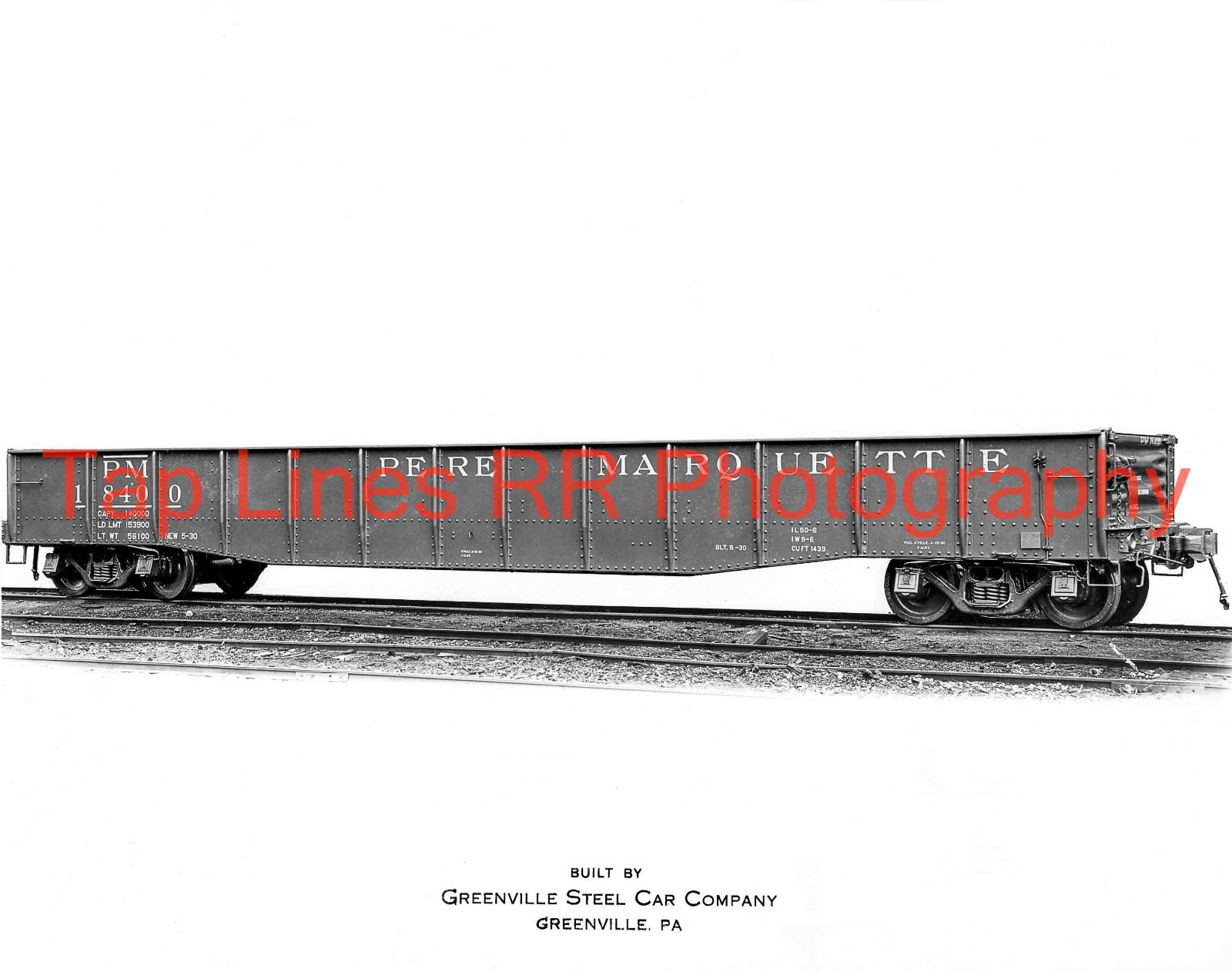 Pere Marquette 18400  Gondola  3/4 View 5-1930 Greenville Steel NEW 8x10 PHOTO
