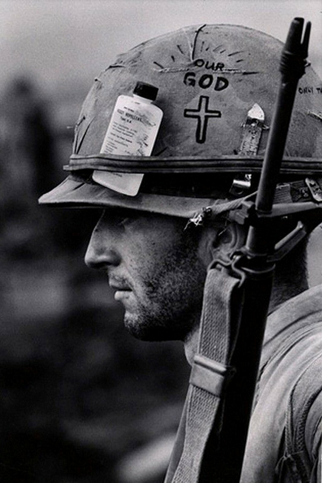 soldier in a helmet with a rifle in Vietnam Photo Glossy 4*6 in N029