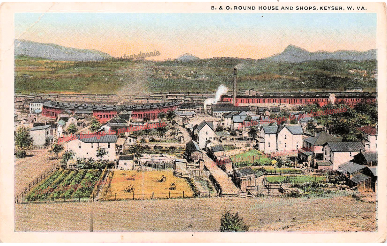 Keyser WV West Virginia Train Railroad Depot Station roundhouse Vtg Postcard G39