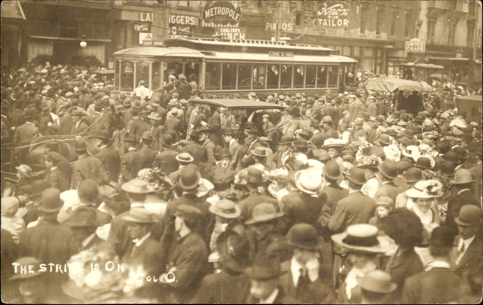 Columbus Ohio OH Streetcar Labor Strike c1910 Real Photo Postcard bhn