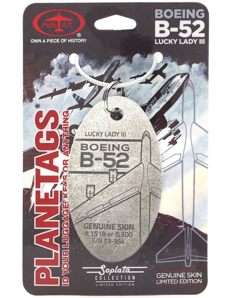 USAF Boeing B-52 Lucky Lady III 53-394 Bare Metal Aluminum Plane Skin Bag Tag