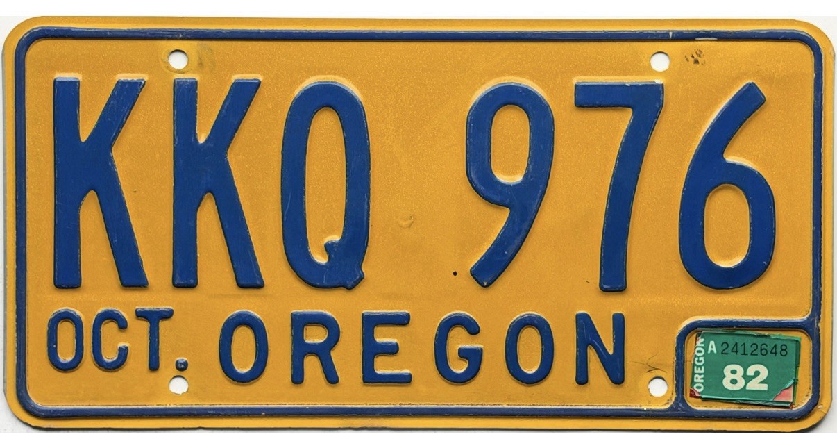 *BARGAIN BIN*  1982 Oregon Yellow License Plate #KKQ 976