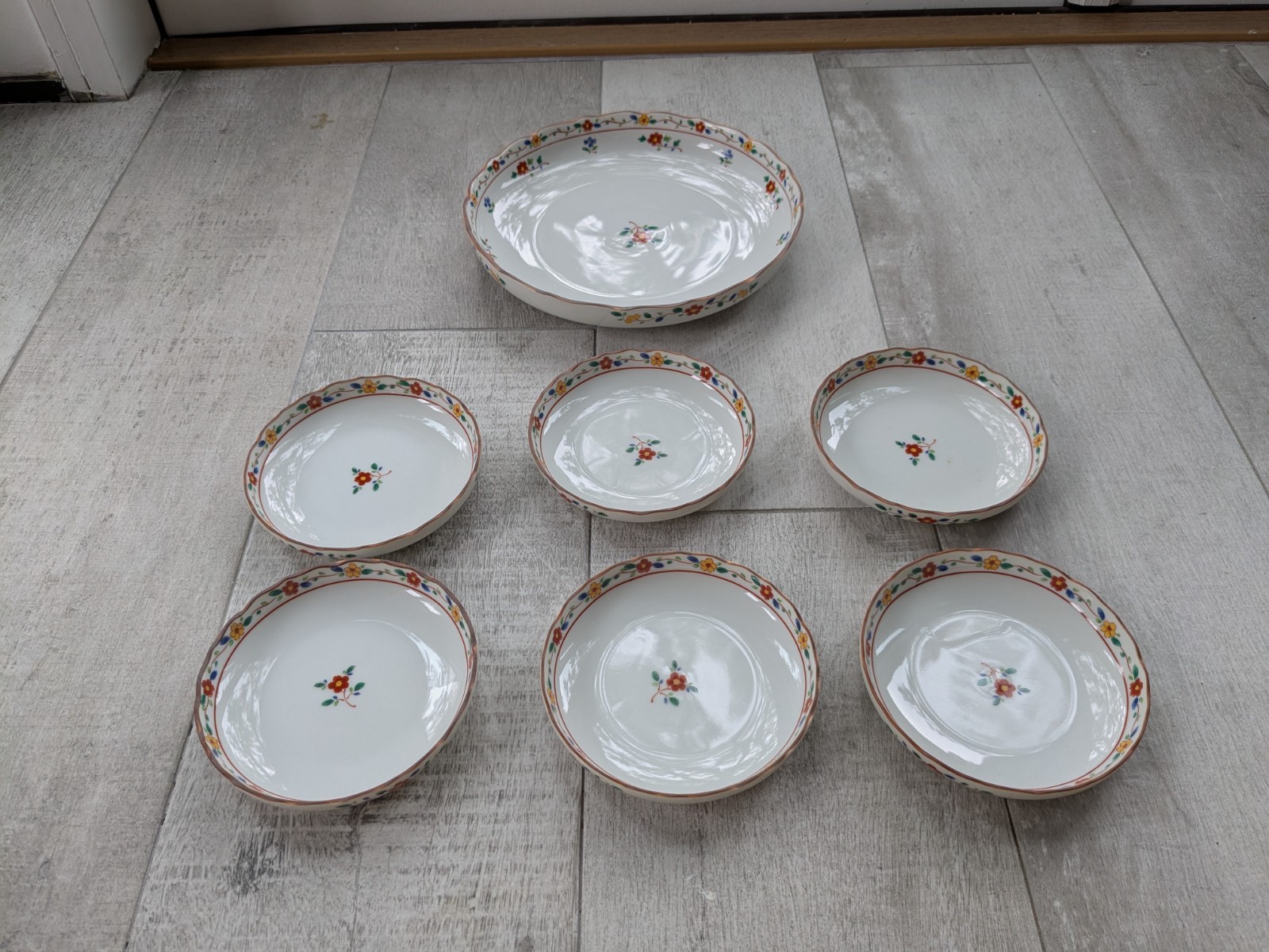 vintage japanese 7 piece dish set