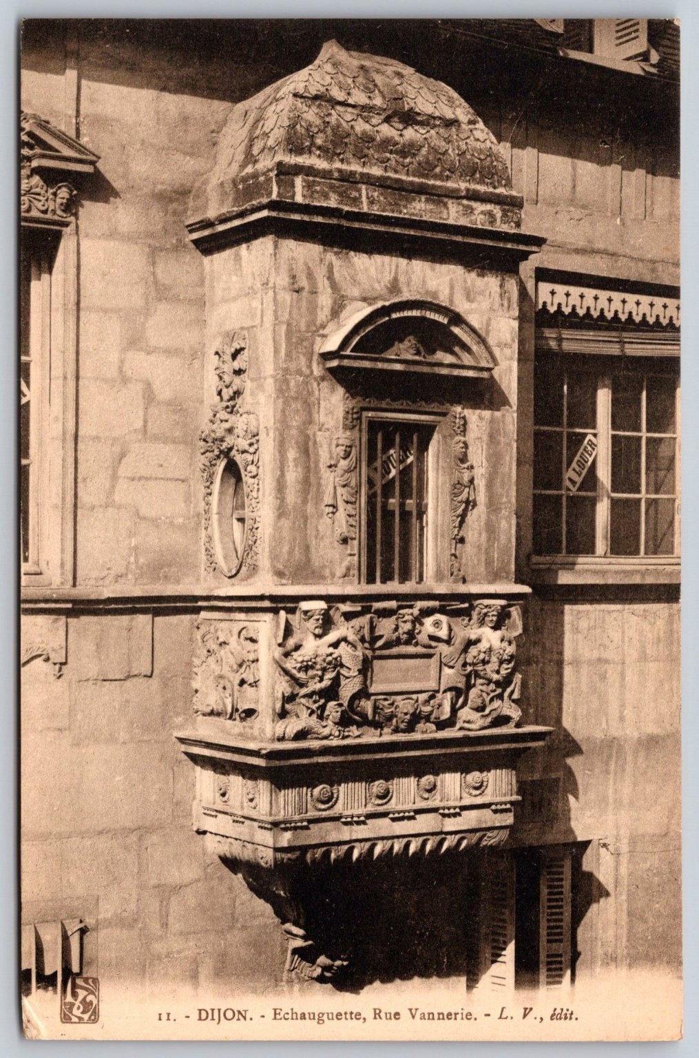 Dijon France Echauguette Rue Vannerie Antique Photo Postcard L.V. Edit F476