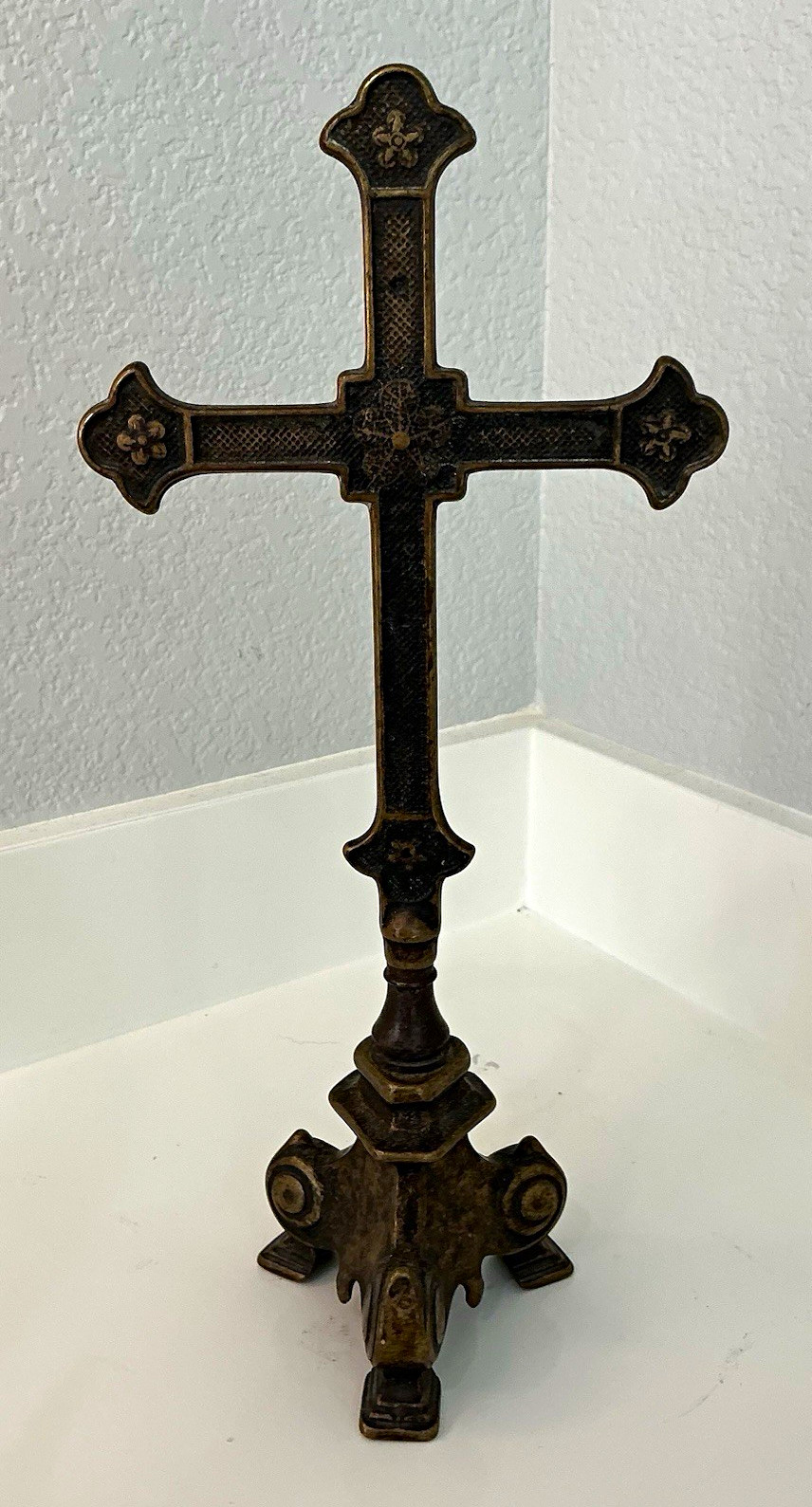 Antique Bronze crucifix on stand (made in Italy) Thanks for letting each other k