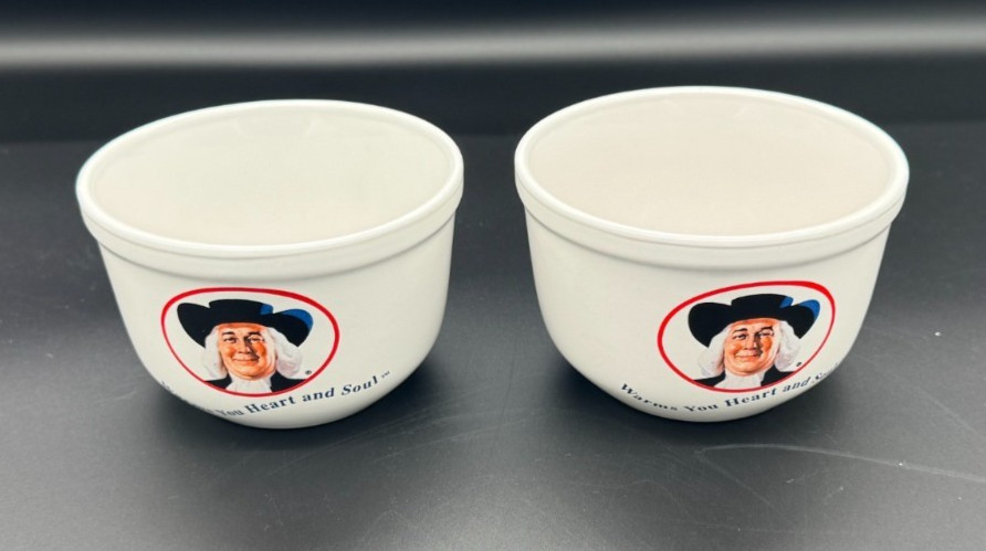 Vintage 1999 Quaker Oats Oatmeal Bowls Houston Harvest Warms Heart Soul Set of 2