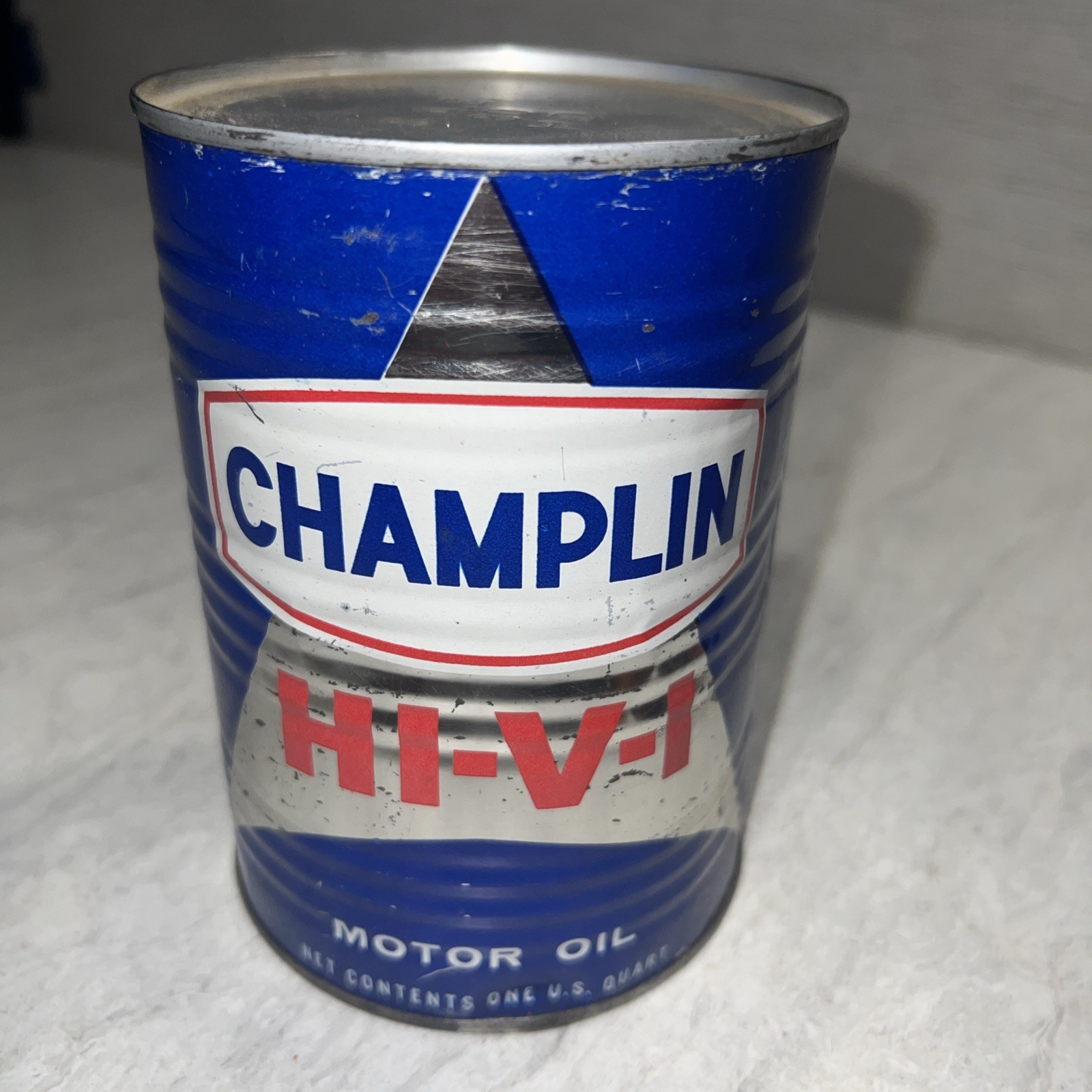 Vintage 1 qt  Oil Can Champlin HI-V-I RARE FULL