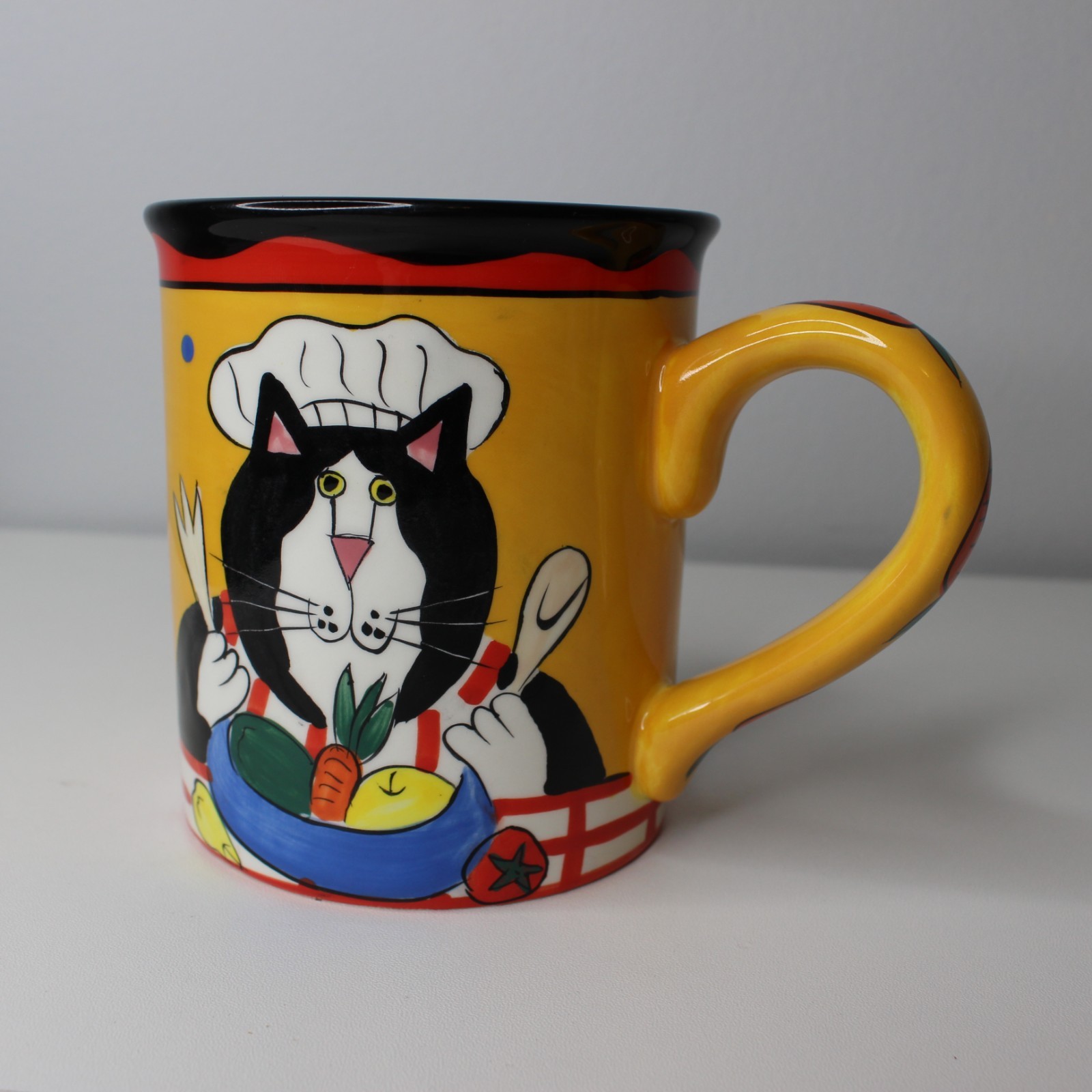Catzilla Candace Reiter Vintage Cat Chef Hat Cooking Cup Mug Hand Painted RARE