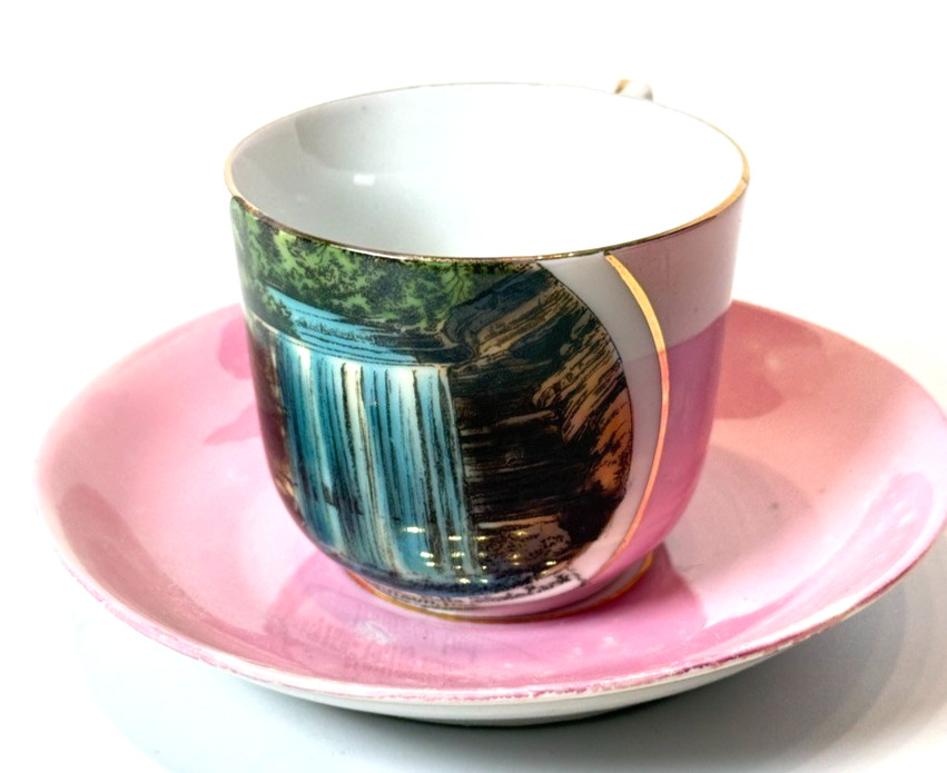 CLIFTY FALLS - MADISON INDIANA IN Antique Souvenir China TRINKET TEA CUP SAUCER