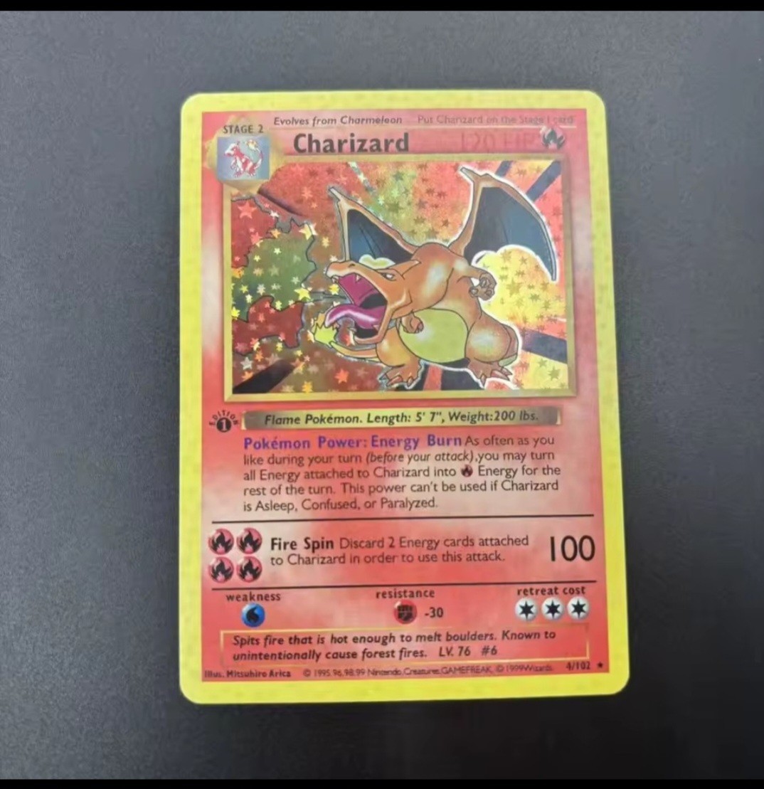 Charizard 1st Edition Shadowless Base Set 4/102 Holo Pokemon Card - Custom