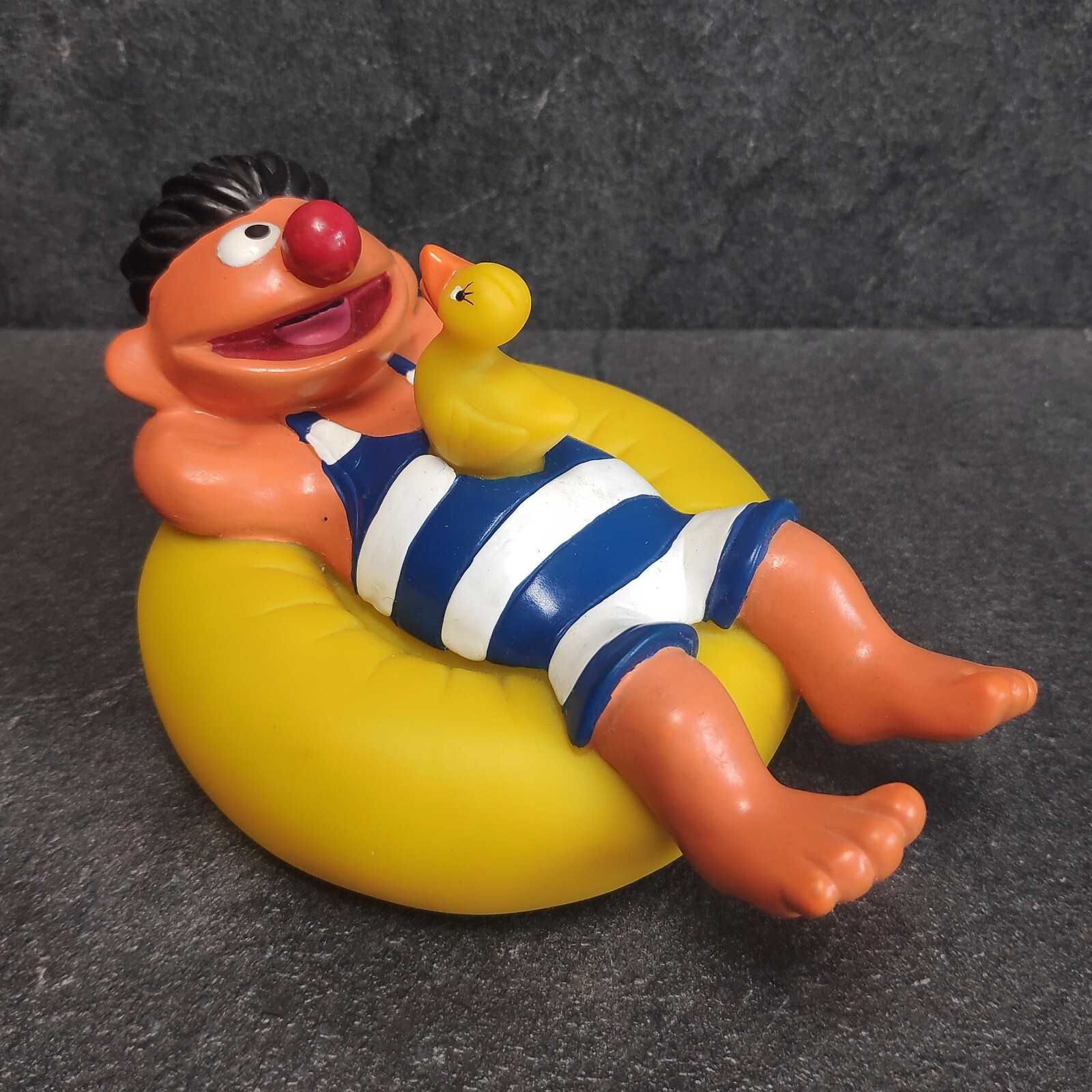 Ernie Sesame Street Rubber Figure In Swimming Hoop Bathtub Squeaky Animal 1997
