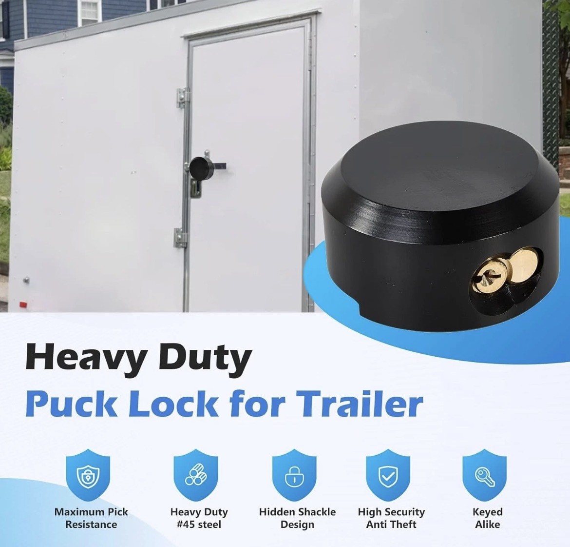 4 Pack Trailer Door Locks Keyed Alike Heavy Duty Hockey Puck Locks Reinforced