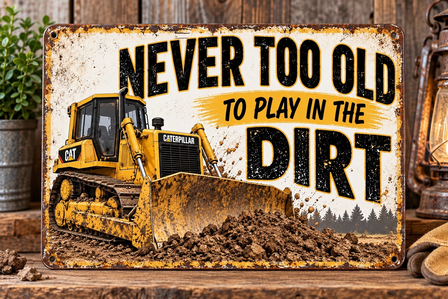 Caterpillar Tractor bulldozer Metal Sign 8x12 