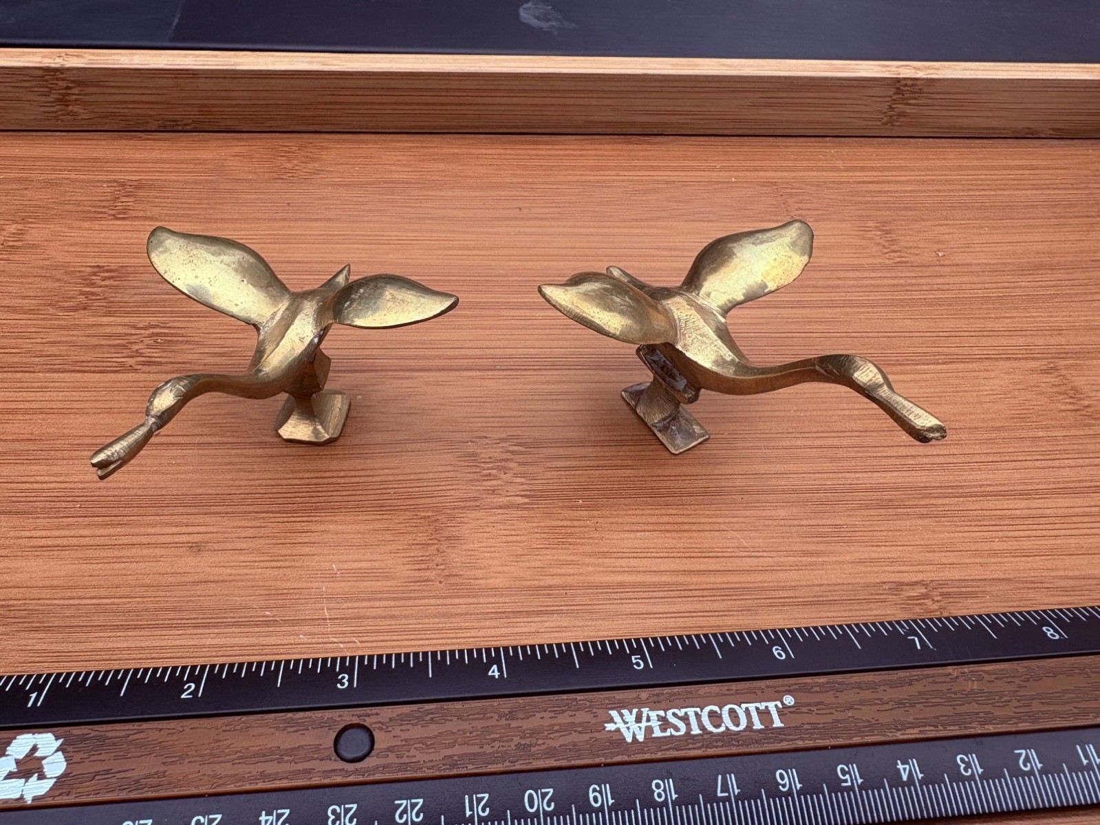 Vintage hand carved Solid Brass Bird Figurines Mini decor Set Of 2 India 