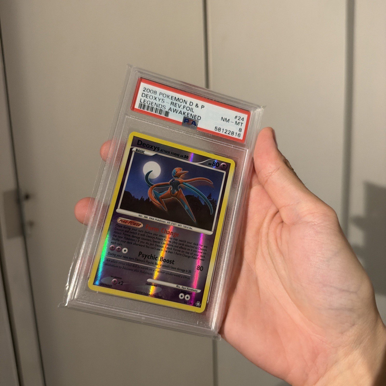 PSA 8 Deoxys 24/146 D & P Legends Awakened Reverse Holo Pokemon Card LOW POP 17 