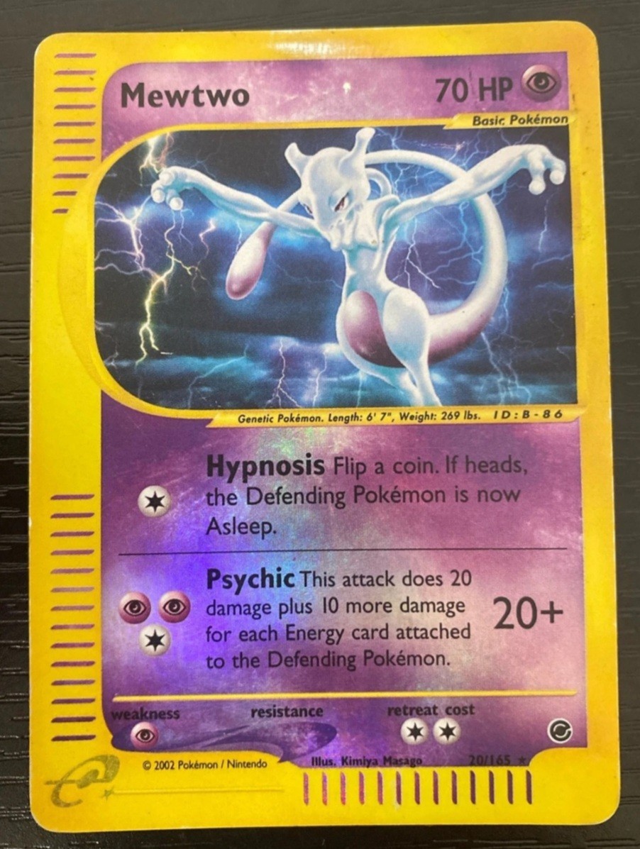 Pokemon Reverse Mewtwo 20/165 ENG Expedition 2002 PV 70 Basic Psychic Standard