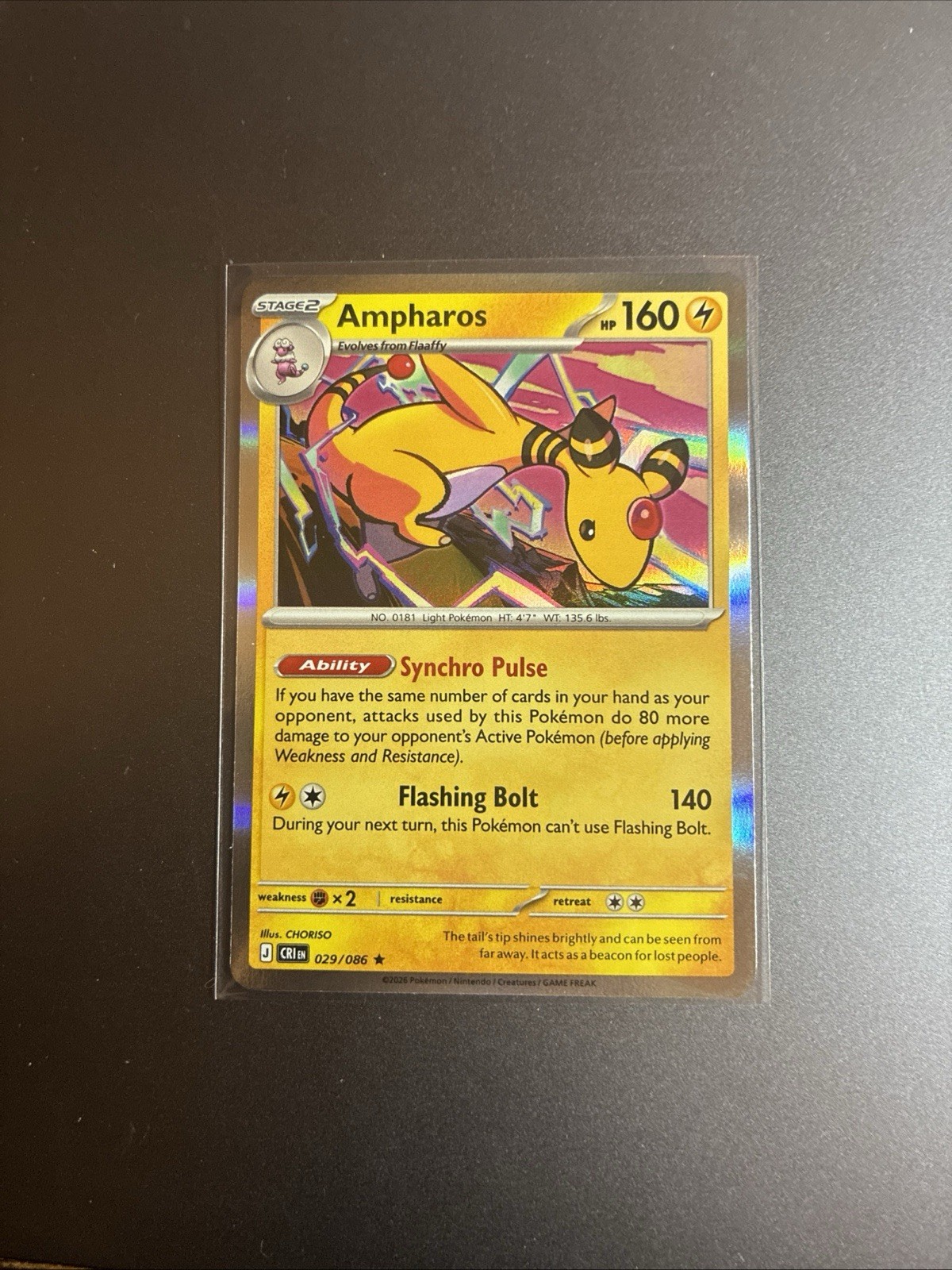 Ampharos 029/086 Chaos Rising Holo Rare Pokemon TCG English 2026