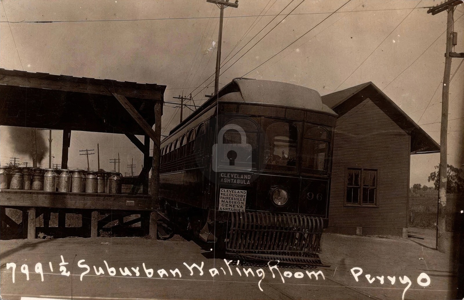 Perry OH Ohio c1910 Trolley Streetcar Depot Stati RPPC Photo Postcard COPY